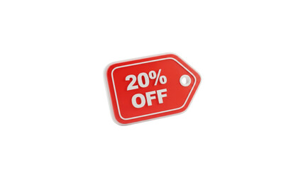 Red 20 percent off sale tag