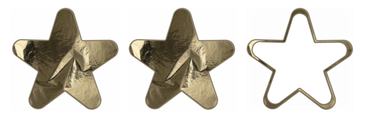 Two out of three star rating concept made of metallic foil, symbolizing above-average evaluation,