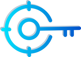 3D Blue Key Inside Target Circle Icon