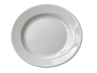 Plain White Ceramic Plate on Grey Background
