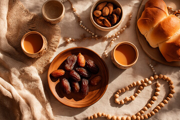 Ramadan Iftar Table Flat Lay