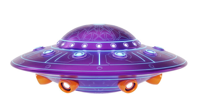 Purple flying saucer with orange landing gear - Powered by Adobe