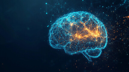 Abstract Artificial Intelligence Brain with Glowing Neural Network
