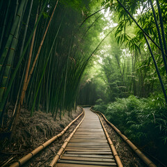 Green Bamboo Forest Pathway