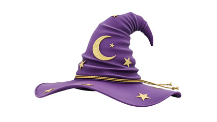 Purple witch hat with moon and stars