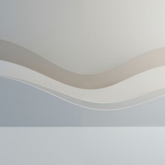Modern abstract background with 3D wavy shapes. Minimalist design in neutral gray and beige colors. Elegant wallpaper with copy space