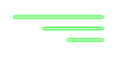 Obraz premium Three glowing green neon lines on a white background