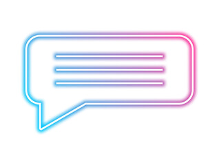 Neon Speech Bubble Icon with Blue and Pink Gradient Lights