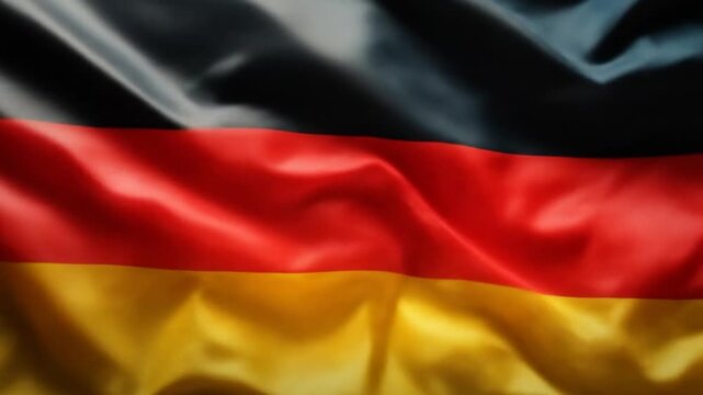 Animated 3D Render of a German Flag Waving Gently Revealing the Colors and Texture