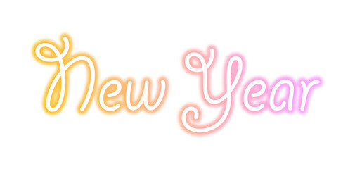 Vibrant glowing 'New Year' script lettering design for festive seasonal greetings
