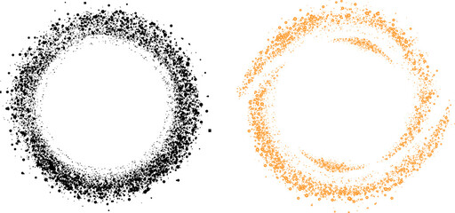 Gold Glitter Circle Gold glitter. Golden sparkle confetti. Shiny glittering dust. Gold Foil...