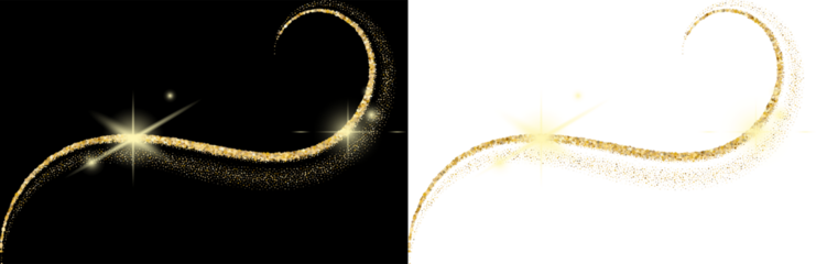 Gold glitter sparkle confetti with falling shining dust and glittering golden particles isolated on transparent background Golden Particles