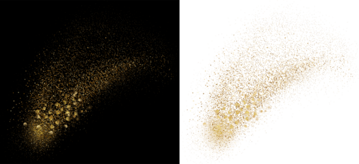 Gold Glitter Circle Gold glitter. Golden sparkle confetti. Shiny glittering dust. Gold Foil splatter glitter Golden  stroke on transparent background. Festive background with gold glitter 