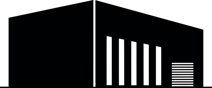Industrial warehouse building with loading bay doors icon