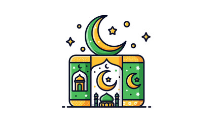 Fototapeta premium Whimsical Islamic Architecture with Celestial Night Sky Elements Illustration