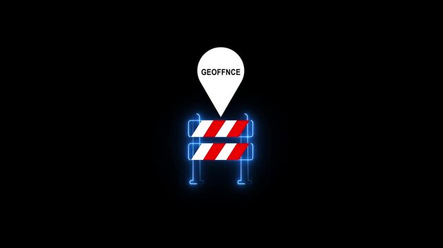 Geofence technology concept with placing location marker on digital map for emergency zone alert and safety control 4k video...