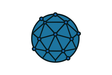 Abstract blue global network connection and technology sphere illustration