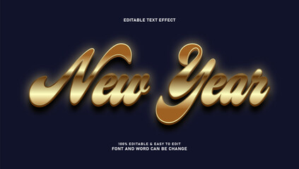 Luxury Golden 3D New Year Editable Text Effect on Dark Background