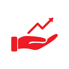 Rising Arrow and Hand Icon &ndash; Growth Support Business Symbol
