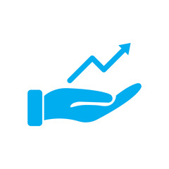 Rising Arrow and Hand Icon &ndash; Growth Support Business Symbol