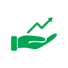 Rising Arrow and Hand Icon &ndash; Growth Support Business Symbol