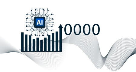 AI Technology Growth Forecast 0000 with Digital Data Visualization for finance, technology, startup, and AI marketing visuals.