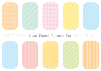 Cute pastel color simple pattern set vector illustration