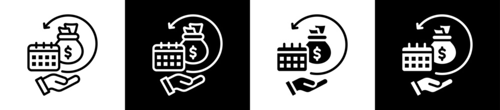 Repayment Ability Icon Set In Black And White Filled Style Collection