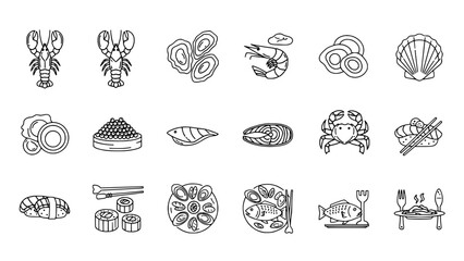 Seafood delicacies presenting assorted shellfish in seafood restaurant or seafood dishes showcasing diverse food on white backdrop