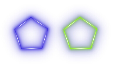 Dual Glowing Neon Pentagons in Blue and Green with Electric Highlights