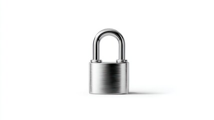 Metallic padlock on white background