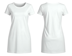 Front and back view of a simple white short-sleeve shift dress