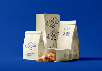 Paper Bag Mockup with Croissants