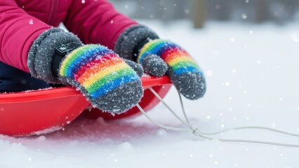 A picture of a child riding a sled