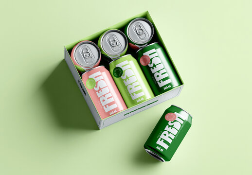Can Packaging Mockup Top View Set