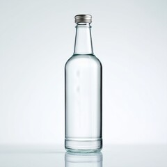 Clear Glass Bottle on a Light Background for Beverage or Packaging Concepts