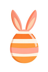 Fototapeta premium Whimsical Easter Bunny Egg with Striped Design on Transparent Background
