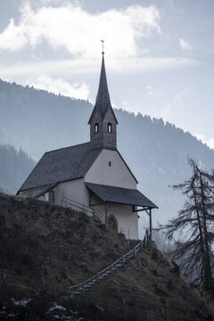 Chapel on the mountain, Malles Venosta, Bolzano, South Tyrol, Italy