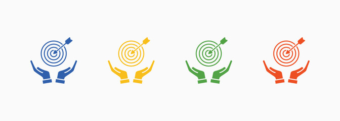 Goal Icon Set Color Multiple Style Collection Element For Design