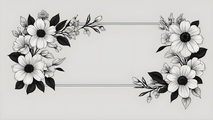 Minimalist Frame with Monochrome Florals Concept
