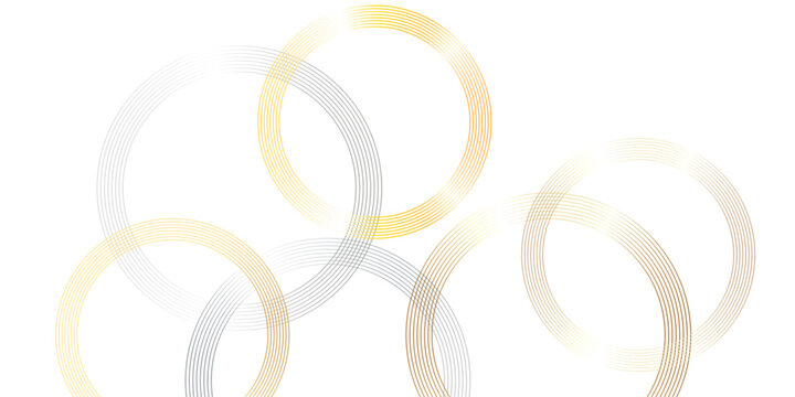 Luxury gold concentric circle background with elegant geometric rings on white, abstract metallic vector illustration