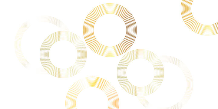 Abstract gold and silver overlapping circles background, elegant metallic ring pattern on white, luxury vector design