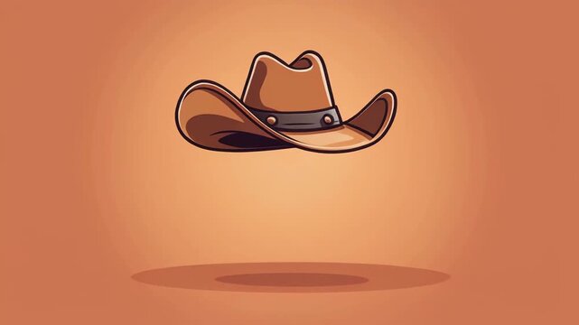 Classic Cartoon Cowboy Hat Illustration Floating on a Gradient Orange Background