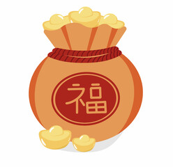 illustration of a bag with chinese money