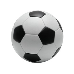 Fototapeta premium Classic black and white soccer ball focused against a stark dark backdrop transparent background