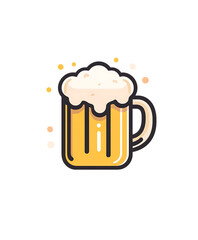 Vibrant Beer Mug Icon with Foam on Transparent Background for Design Use
