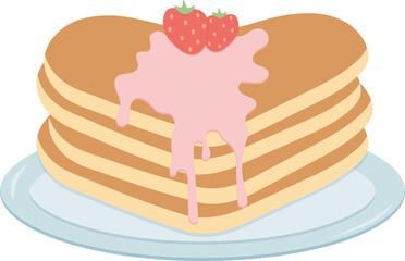 heart-shaped pancakes with strawberries