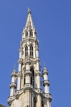 City Hall, Gothic Tower, Grand Place, Brussels, Belgium, Benelux