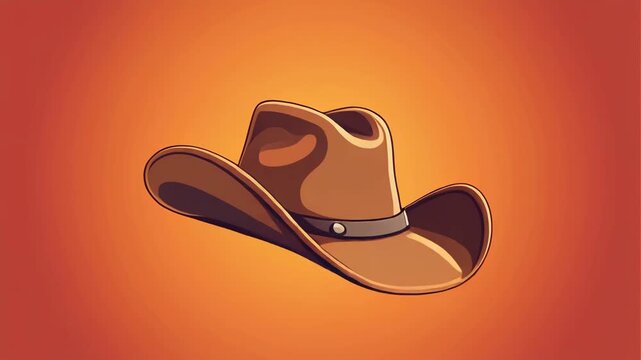 Vibrant Cartoon Cowboy Hat Illustration Floating on a Warm Orange Gradient Background