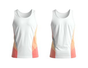 Athletic tank tops, front and back views, with color blocking